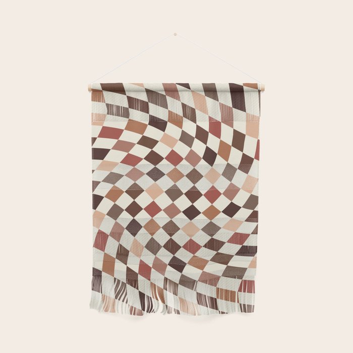 Coffee Brown Swirl Checker Wall Hanging Gallery Image 1