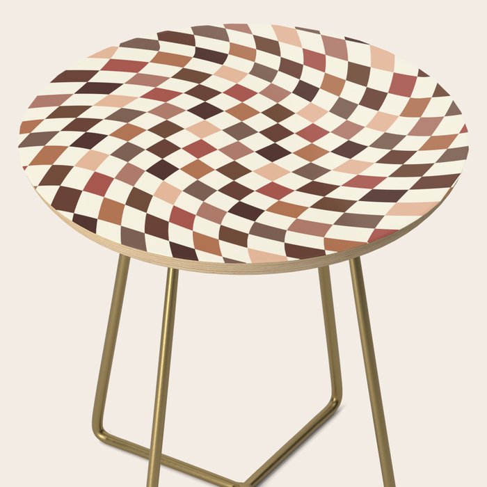 Coffee Brown Swirl Checker Side Table Gallery Image 2