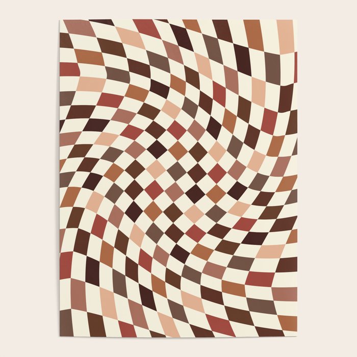 Coffee Brown Swirl Checker Poster Gallery Image 4