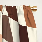 Coffee Brown Swirl Checker Window Curtain Gallery Image 2