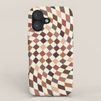 Coffee Brown Swirl Checker iPhone Case Gallery Image 1