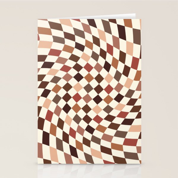Coffee Brown Swirl Checker Stationery Card Gallery Image 2