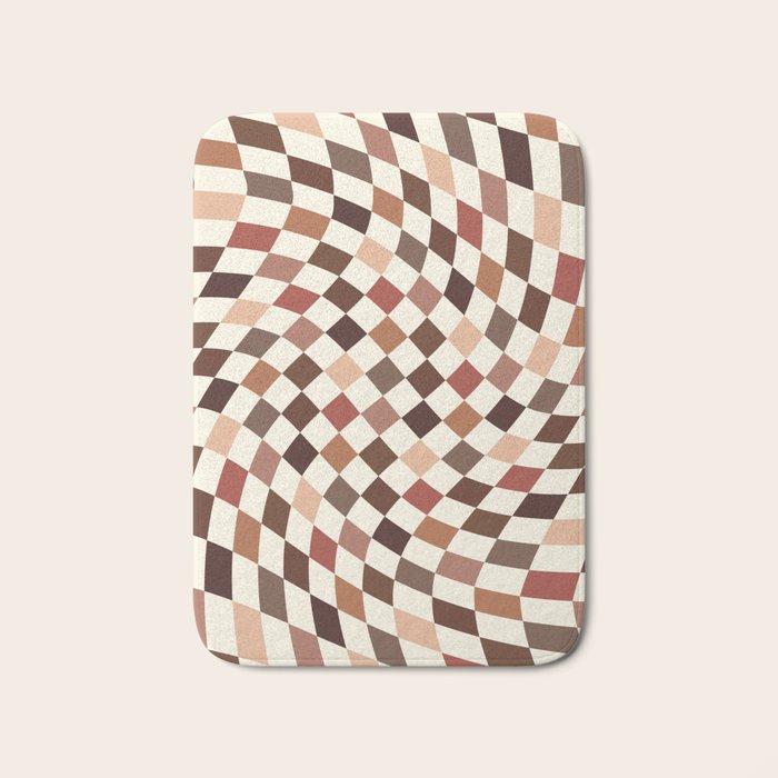 Coffee Brown Swirl Checker Bath Mat Gallery Image 1