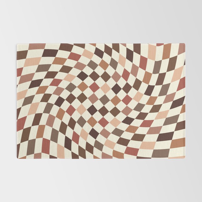 Coffee Brown Swirl Checker Rug Gallery Image 2