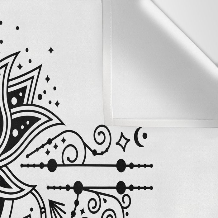 Lotus Blossom Mandala - Black Palette Wall Tapestry Gallery Image 3