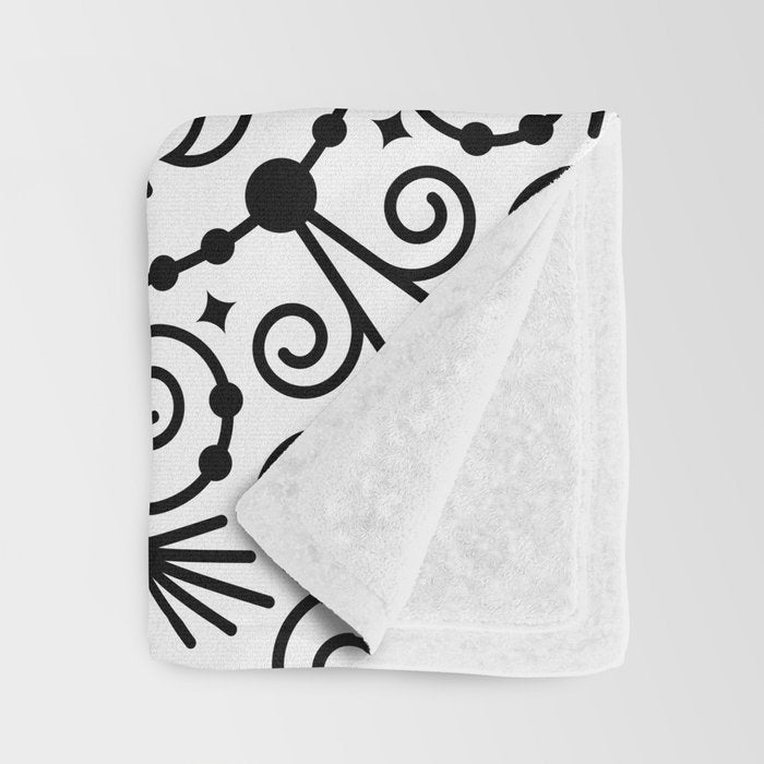 Lotus Blossom Mandala - Black Palette Throw Blanket Gallery Image 3