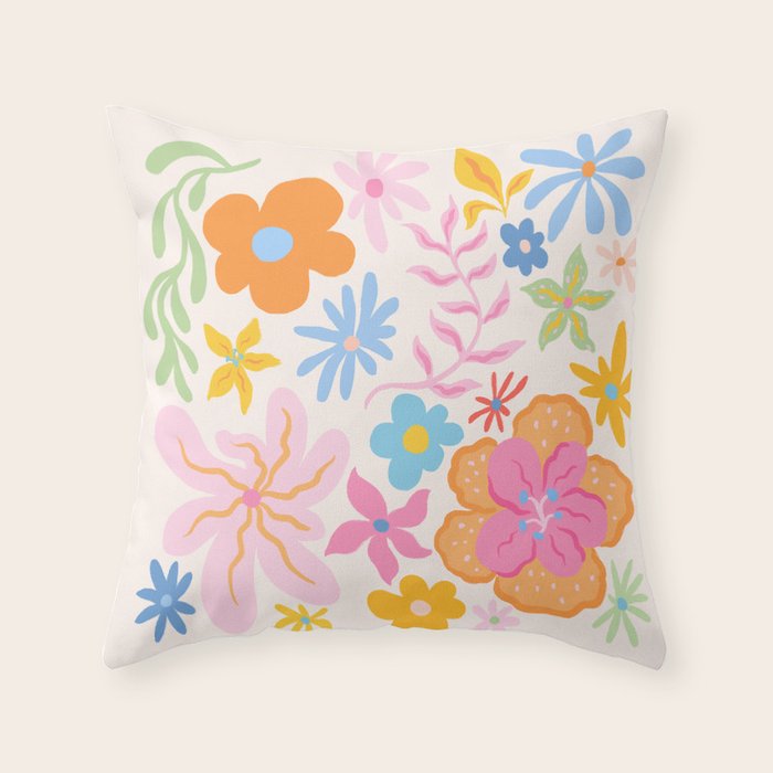 Candy Flowers Throw Pillow Gallery Image 1