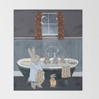 bunny bath time Throw Blanket Gallery Image 2