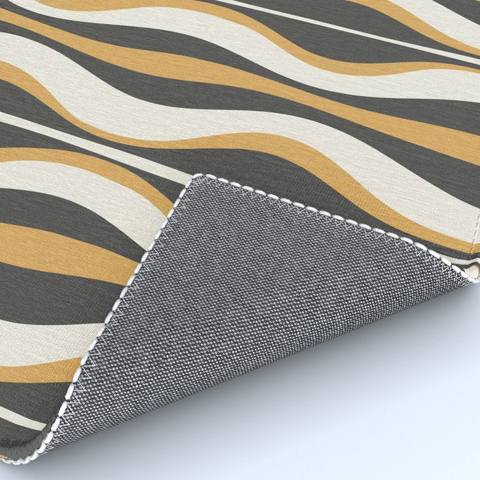 Hourglass Abstract Mid-century Modern Pattern in Charcoal Grey, Muted Mustard Gold, and Cream  Rug Gallery Image 4
