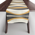 Hourglass Abstract Mid-century Modern Pattern in Charcoal Grey, Muted Mustard Gold, and Cream  Table Runner Gallery Image 1