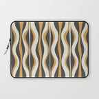 Hourglass Abstract Mid-century Modern Pattern in Charcoal Grey, Muted Mustard Gold, and Cream  Laptop Sleeve Gallery Image 1