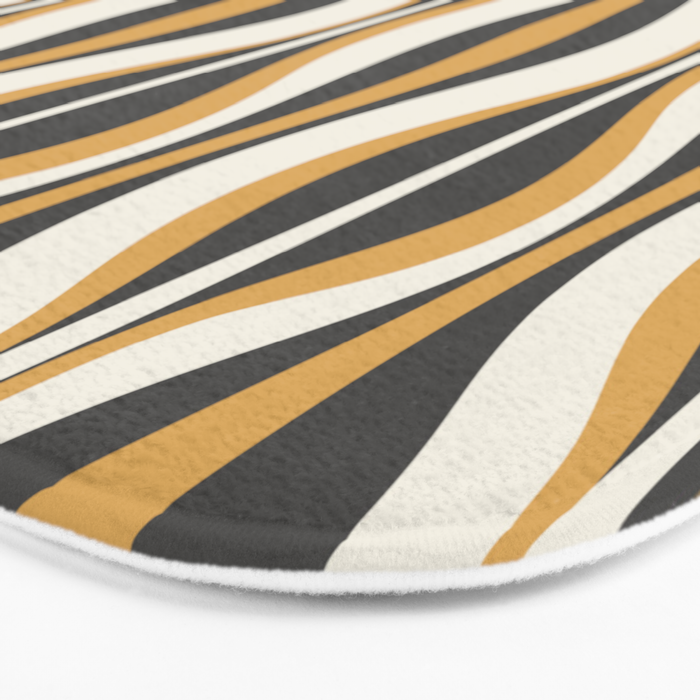 Hourglass Abstract Mid-century Modern Pattern in Charcoal Grey, Muted Mustard Gold, and Cream  Bath Mat Gallery Image 3