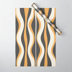 Hourglass Abstract Mid-century Modern Pattern in Charcoal Grey, Muted Mustard Gold, and Cream  Wrapping Paper Gallery Image 1