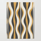 Hourglass Abstract Mid-century Modern Pattern in Charcoal Grey, Muted Mustard Gold, and Cream  Poster Gallery Image 4