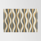 Hourglass Abstract Mid-century Modern Pattern in Charcoal Grey, Muted Mustard Gold, and Cream  Rug Gallery Image 2