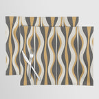 Hourglass Abstract Mid-century Modern Pattern in Charcoal Grey, Muted Mustard Gold, and Cream  Placemat Gallery Image 1