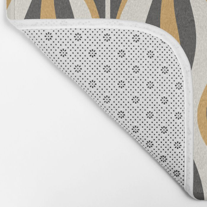 Hourglass Abstract Mid-century Modern Pattern in Charcoal Grey, Muted Mustard Gold, and Cream  Bath Mat Gallery Image 2