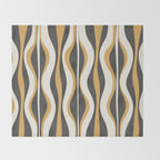 Hourglass Abstract Mid-century Modern Pattern in Charcoal Grey, Muted Mustard Gold, and Cream  Throw Blanket Gallery Image 2