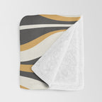 Hourglass Abstract Mid-century Modern Pattern in Charcoal Grey, Muted Mustard Gold, and Cream  Throw Blanket Gallery Image 3