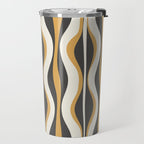 Hourglass Abstract Mid-century Modern Pattern in Charcoal Grey, Muted Mustard Gold, and Cream  Travel Mug Gallery Image 2