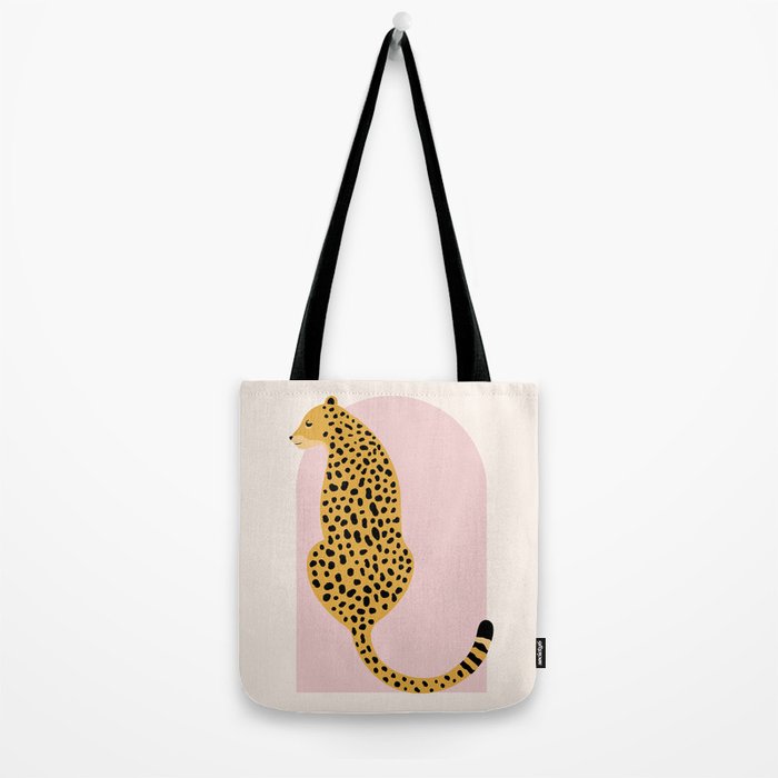 Boho Blush Pink Vintage Arch Oversized Leopard Tote Bag Gallery Image 2