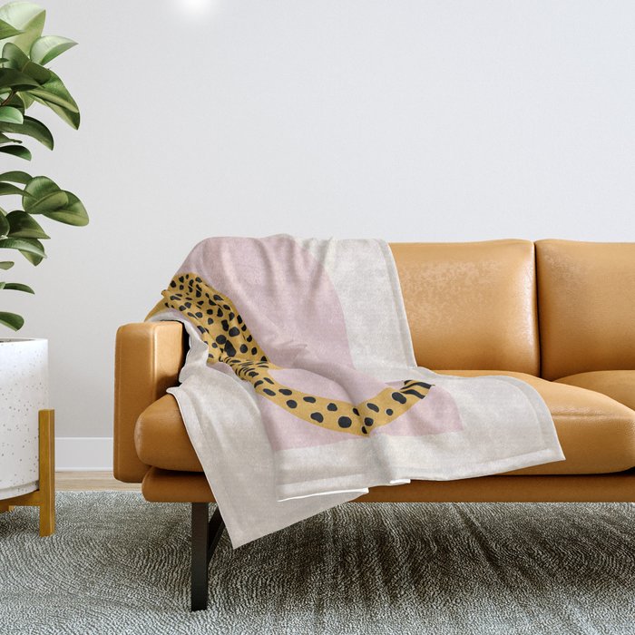 Boho Blush Pink Vintage Arch Oversized Leopard Throw Blanket Gallery Image 1