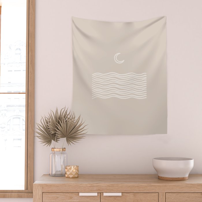 moon over water - neutral Wall Tapestry Gallery Image 2