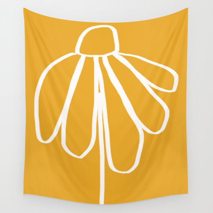 Minimal Flora - daisy yellow Wall Tapestry Gallery Image 4