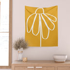 Minimal Flora - daisy yellow Wall Tapestry Gallery Image 2