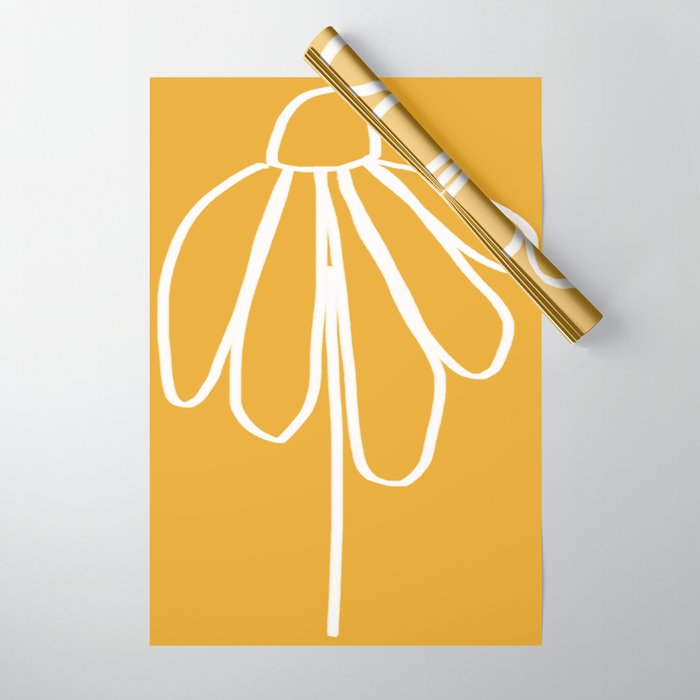 Minimal Flora - daisy yellow Wrapping Paper Gallery Image 1