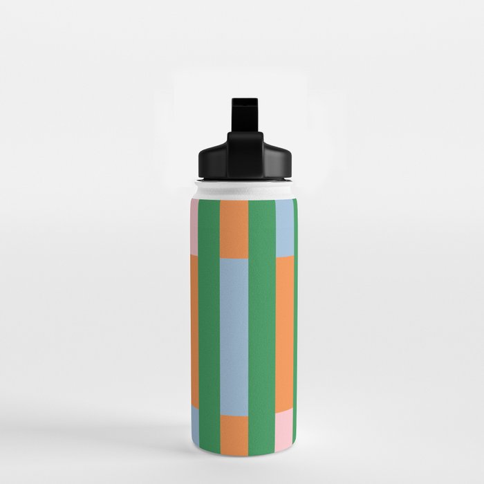 Color Block Stripes in Green, Light Blue, Orange, and Pink Water Bottle Gallery Image 2