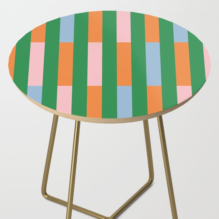 Color Block Stripes in Green, Light Blue, Orange, and Pink Side Table Gallery Image 2