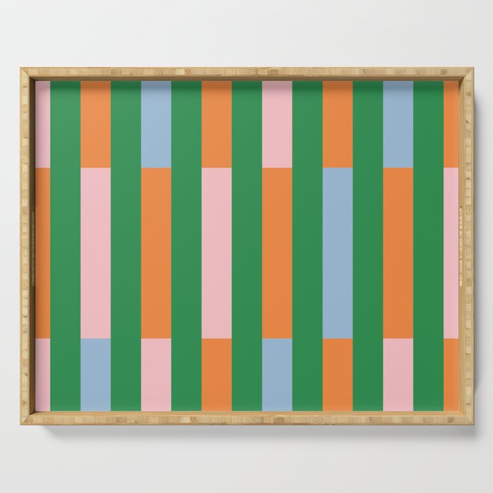 Color Block Stripes in Green, Light Blue, Orange, and Pink Serving Tray Gallery Image 1