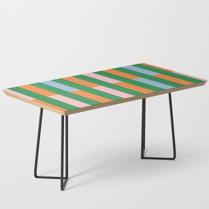 Color Block Stripes in Green, Light Blue, Orange, and Pink Coffee Table Gallery Image 1