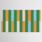 Color Block Stripes in Green, Light Blue, Orange, and Pink Tablecloth Gallery Image 2