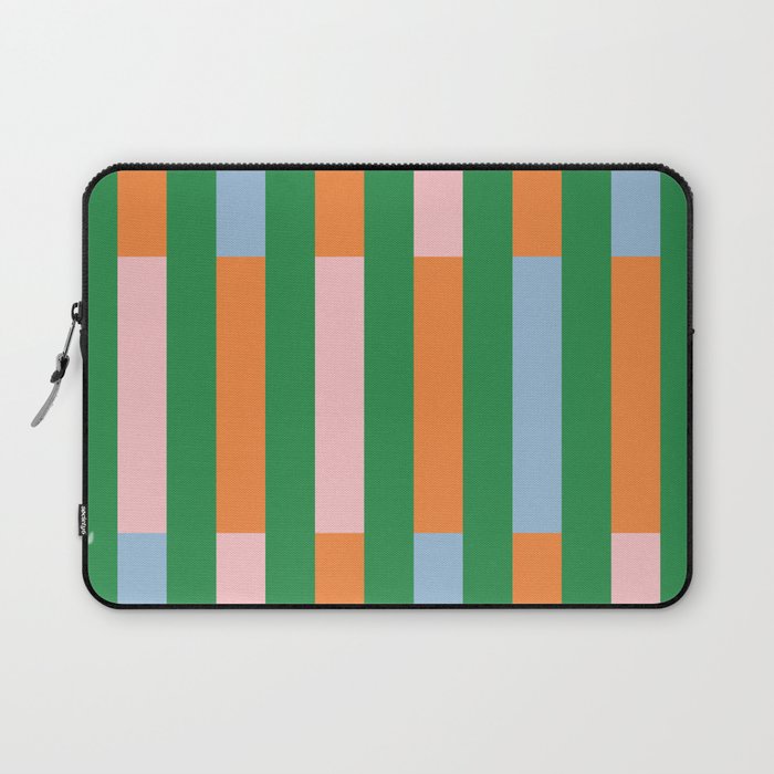 Color Block Stripes in Green, Light Blue, Orange, and Pink Laptop Sleeve Gallery Image 1