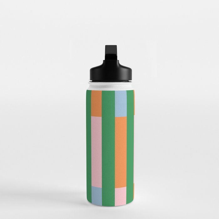 Color Block Stripes in Green, Light Blue, Orange, and Pink Water Bottle Gallery Image 3