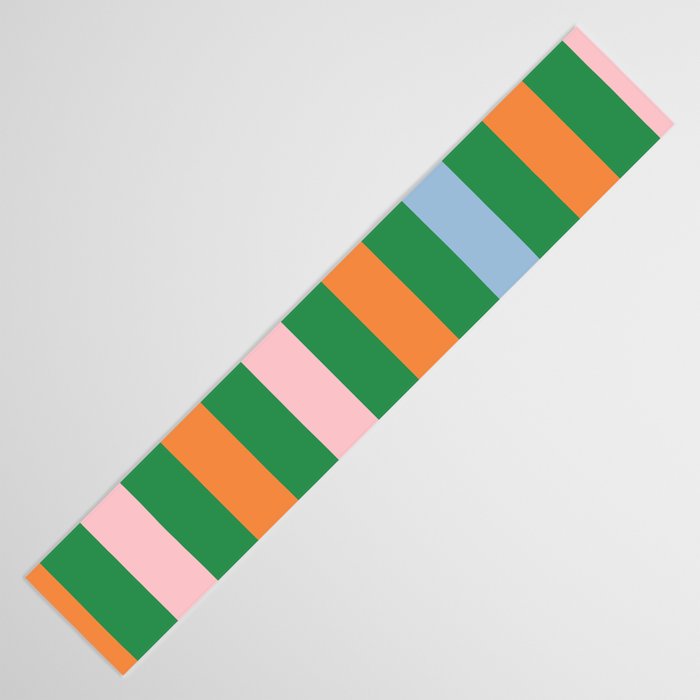 Color Block Stripes in Green, Light Blue, Orange, and Pink Table Runner Gallery Image 3