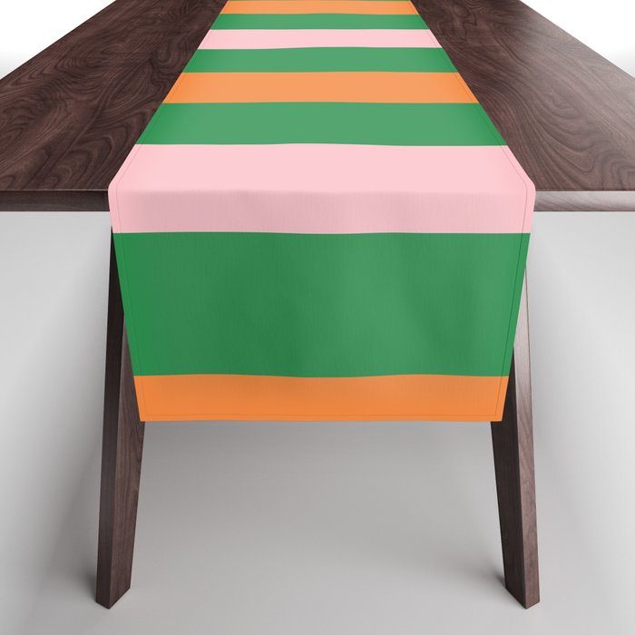 Color Block Stripes in Green, Light Blue, Orange, and Pink Table Runner Gallery Image 1
