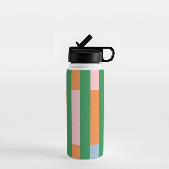Color Block Stripes in Green, Light Blue, Orange, and Pink Water Bottle Gallery Image 1