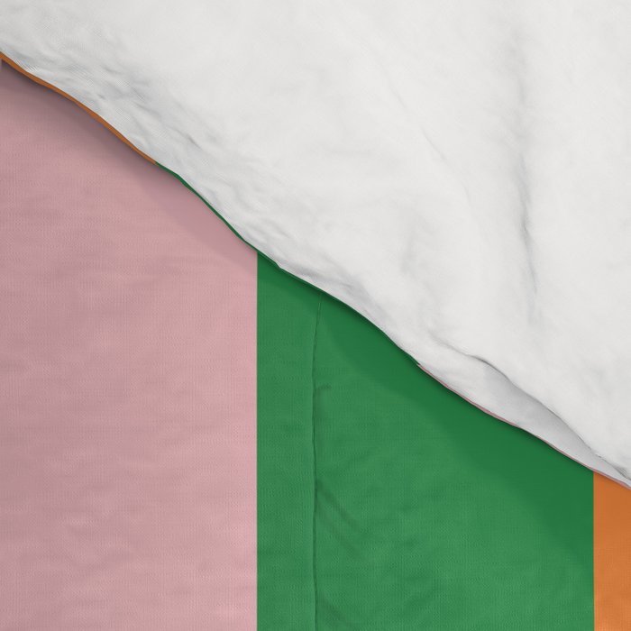 Color Block Stripes in Green, Light Blue, Orange, and Pink Comforter Gallery Image 4