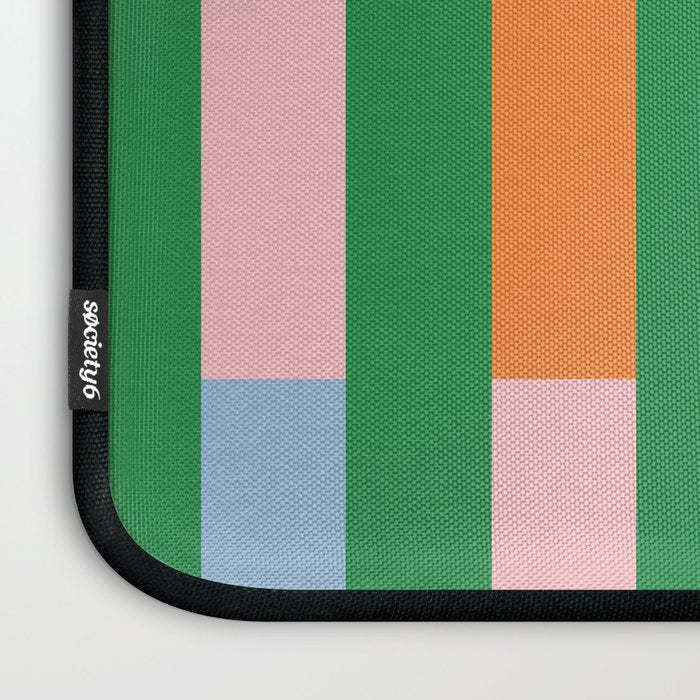 Color Block Stripes in Green, Light Blue, Orange, and Pink Laptop Sleeve Gallery Image 3