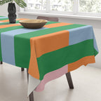 Color Block Stripes in Green, Light Blue, Orange, and Pink Tablecloth Gallery Image 3