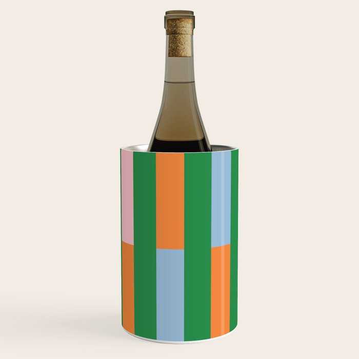 Color Block Stripes in Green, Light Blue, Orange, and Pink Wine Chiller Gallery Image 3