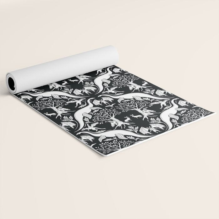 Black & White Cryptid Damask Yoga Mat Gallery Image 2