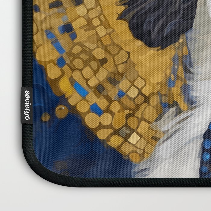 Gustav Klimt Style Black and White Dog with Colorful Jacket Laptop Sleeve Gallery Image 3
