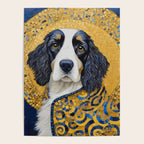 Gustav Klimt Style Black and White Dog with Colorful Jacket Poster Gallery Image 4
