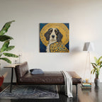 Gustav Klimt Style Black and White Dog with Colorful Jacket Wood Wall Art Gallery Image 2