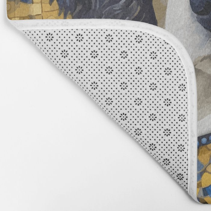 Gustav Klimt Style Black and White Dog with Colorful Jacket Bath Mat Gallery Image 2