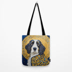 Gustav Klimt Style Black and White Dog with Colorful Jacket Tote Bag Gallery Image 2